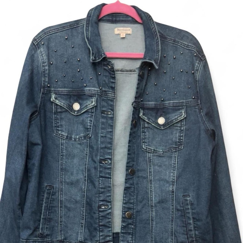 Juicy Couture Studded Denim Jacket XL | Dark Wash Jean Jacket